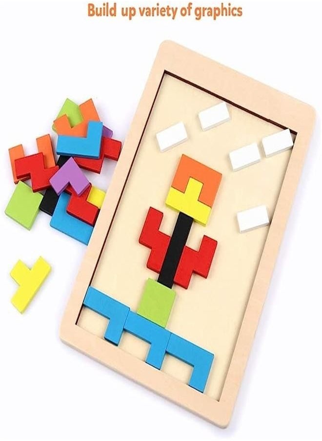Wooden Building Blocks Puzzle Brain Teaser Toy - Colorful 3D Octagon Puzzle - Russian Nesting Blocks Game STEM Montessori Educational Gift for Infants and Toddlers