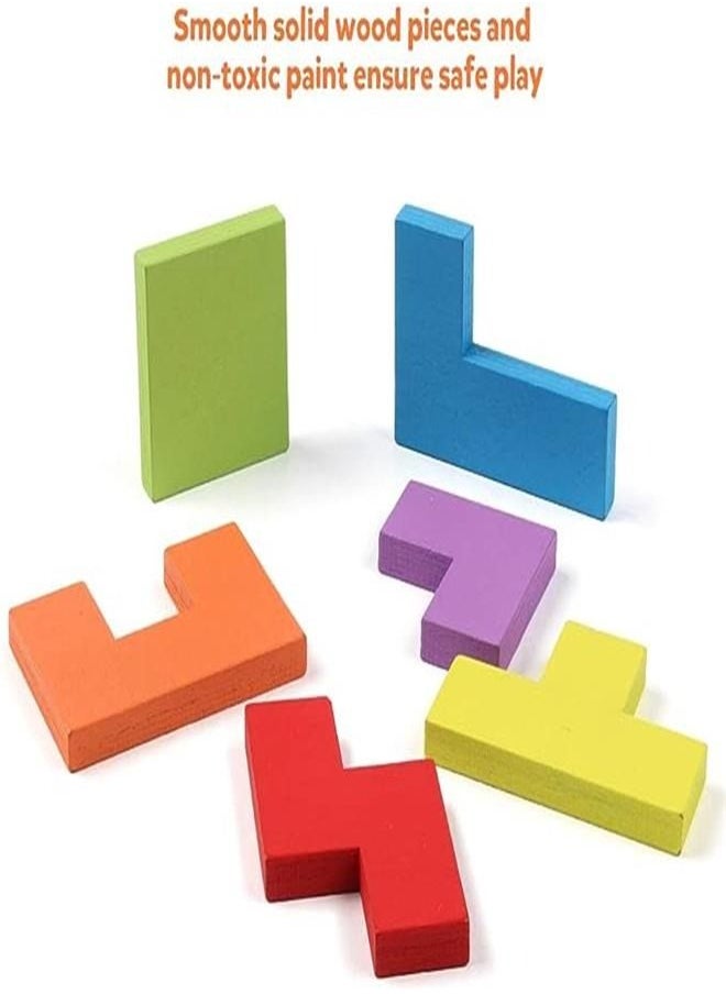Wooden Building Blocks Puzzle Brain Teaser Toy - Colorful 3D Octagon Puzzle - Russian Nesting Blocks Game STEM Montessori Educational Gift for Infants and Toddlers
