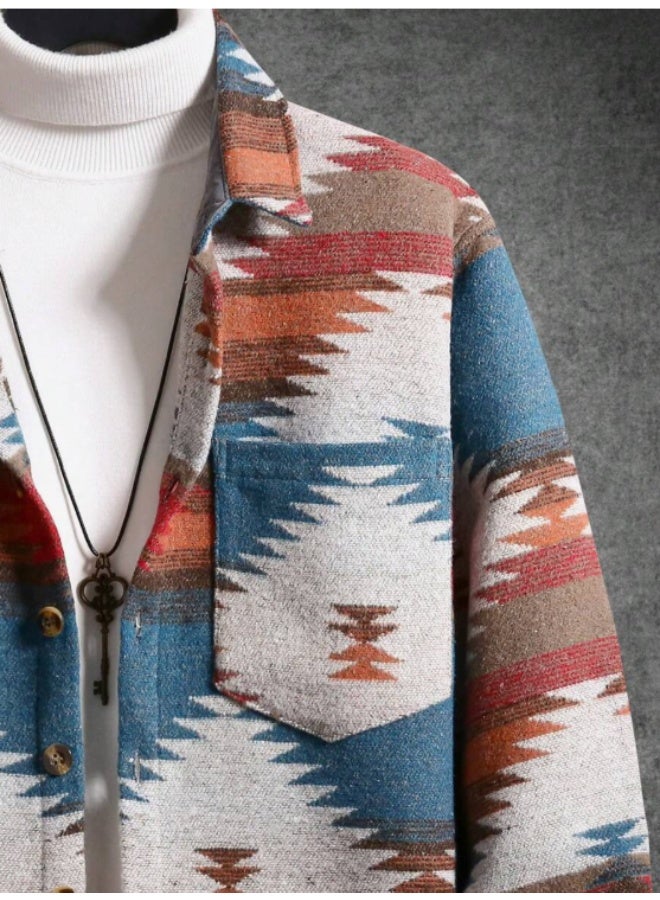 Shein Manfinity Mode Men's Solid Color Pocket & Button Front Long Sleeve Overcoat, Autumn Fall Clothes. - Image 3