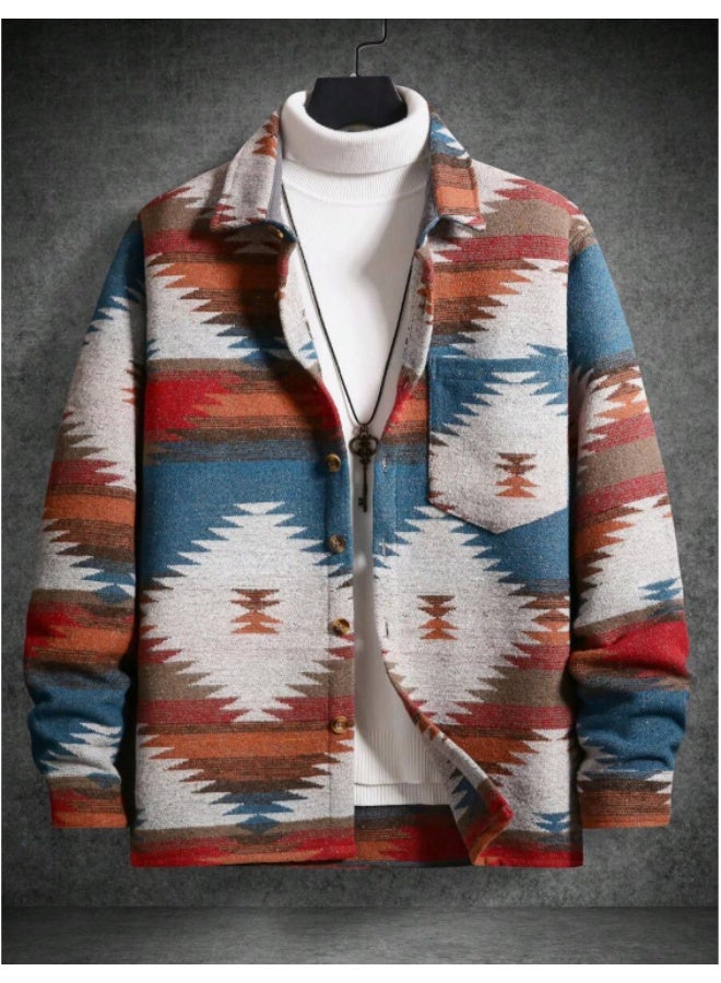 Shein Manfinity Mode Men's Solid Color Pocket & Button Front Long Sleeve Overcoat, Autumn Fall Clothes. - Image 4