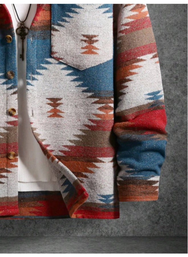 Shein Manfinity Mode Men's Solid Color Pocket & Button Front Long Sleeve Overcoat, Autumn Fall Clothes. - Image 5