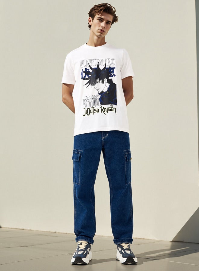 سبلاش فيڤ تيشيرت برقبة دائرية بطبعة فوشيغورو - Image 2