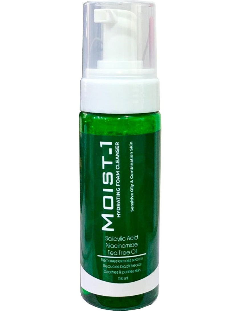 MOIST-1 Moist-1 Hydrating Foam Cleanser Sensitive Oily &Combination Skin Salicylic Acid Niacinamide Tea Tree Oil-150Ml 