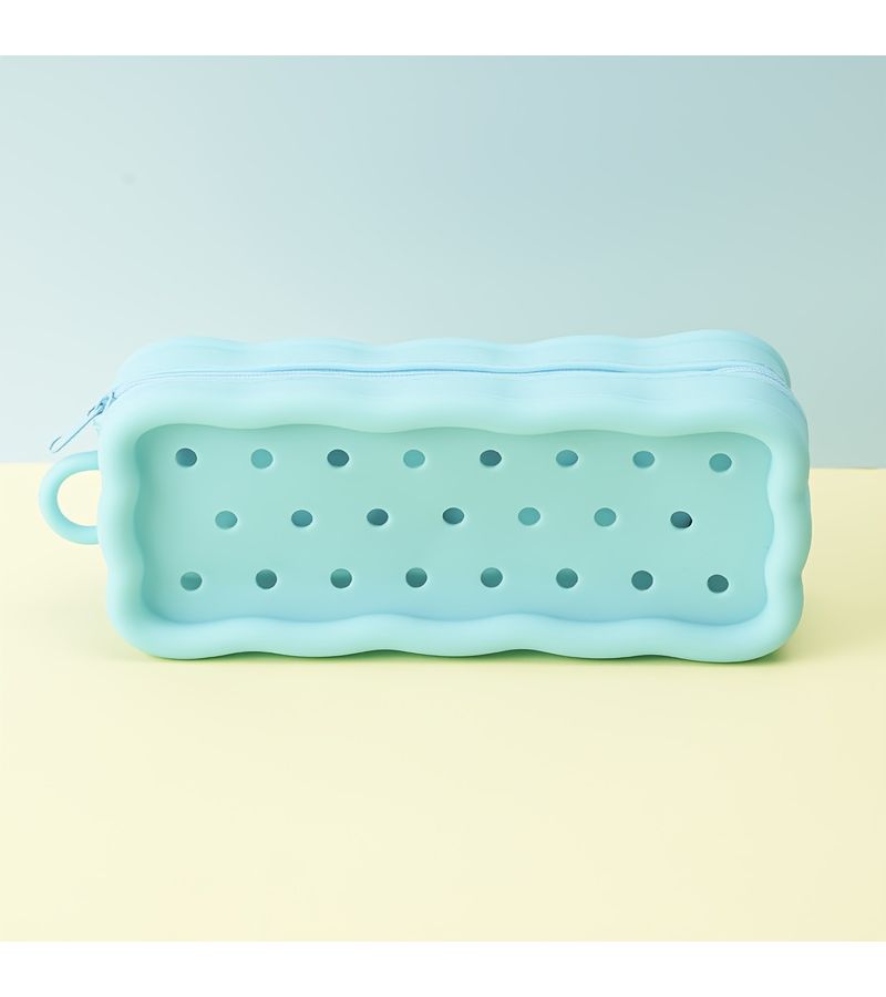Green Solid Pouch With Holes Coin Purse Art Craft Makeup Bag Beach Pool Daily Essentials - Image 4