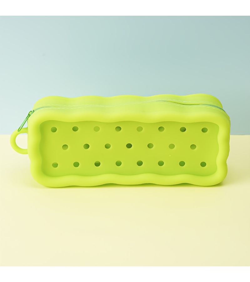 Green Solid Pouch With Holes Coin Purse Art Craft Makeup Bag Beach Pool Daily Essentials - Image 3