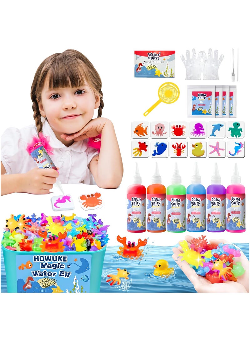 HI-FINE Magic Water Elf Kit, Aqua Fairy Water Gel, 100ml Large Capacity Set with 12 Shape Molds, Kids' Creative DIY Handmade Water Toy, 6 Colors - Image 1