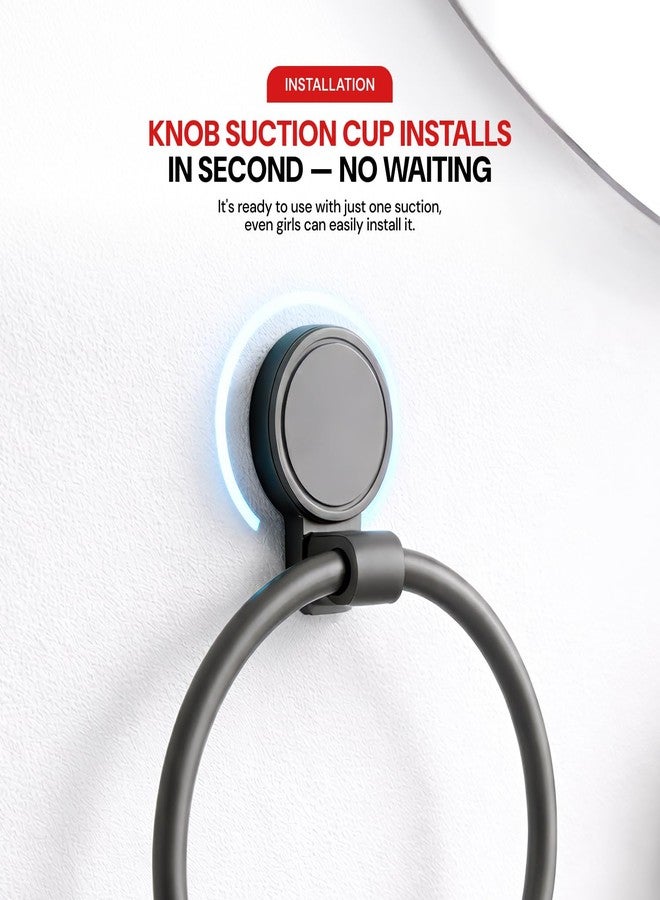 MIORAH Suction Towel Ring for Bathroom - Rust - Free Powder Coated Wall Mounted Towel Rack No Drill Towel Ring Modern Bathroom Accessories Organizer Grey - Image 4
