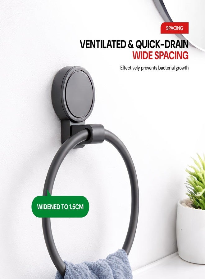 MIORAH Suction Towel Ring for Bathroom - Rust - Free Powder Coated Wall Mounted Towel Rack No Drill Towel Ring Modern Bathroom Accessories Organizer Grey - Image 5