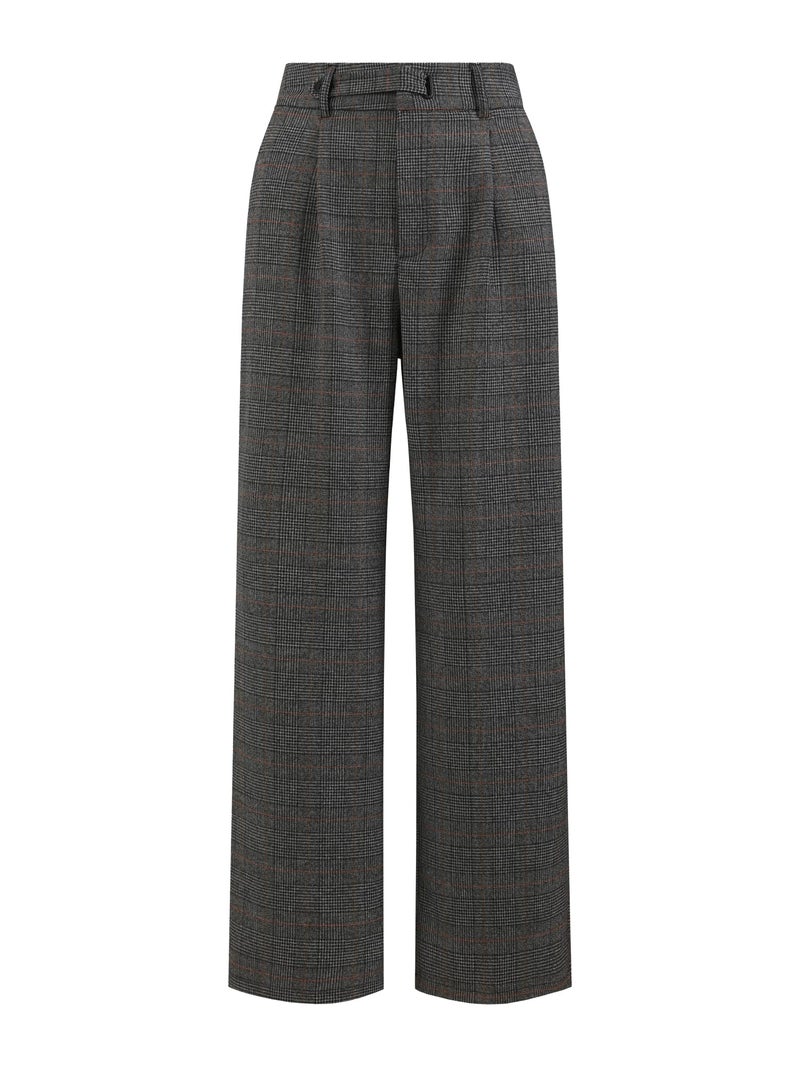 Hobemty Women's Plaid Work Pant Vintage Houndstooth Wide Leg Straight Long Trousers XX-Large Dark Grey - Image 1