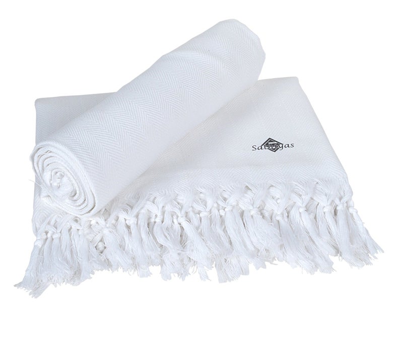 Sathiyas Cotton Bath Towel 480 GSM (Set of 2, White, 75 cm X 150 cm) - Image 3