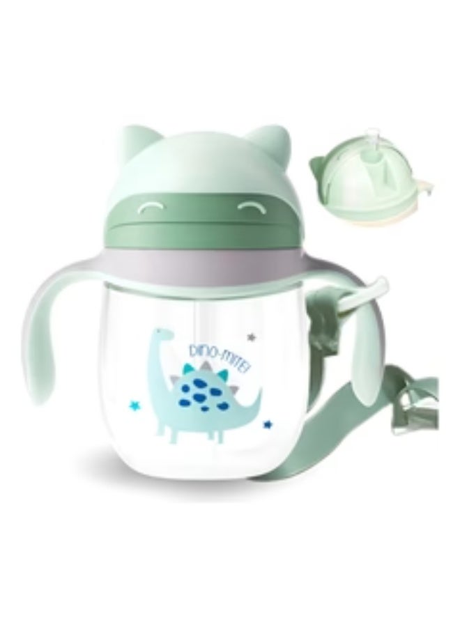 Twisoo Kungfu Baby Sippy Cup – Spill-Proof 2-in-1 Drinking Cup for Water, Juice & Milk, BPA-Free with Easy-Grip Handles & Leak-Resistant Lid, 280ml Capacity for Toddlers Green - Image 4