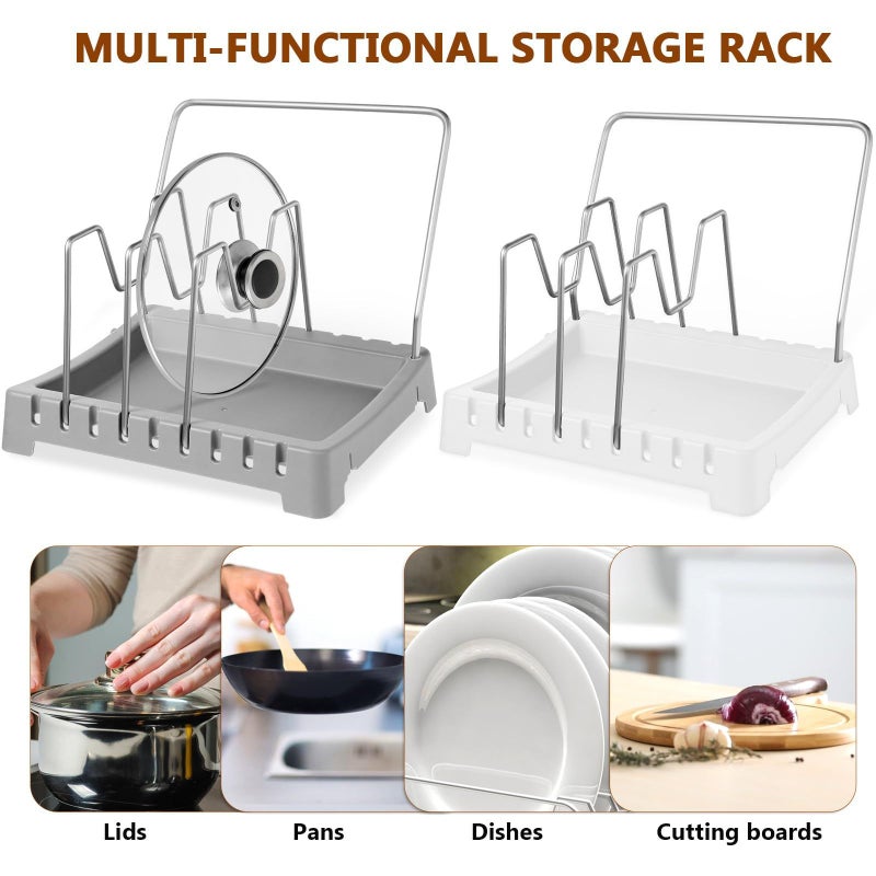 2Pcs Pan Lid Holder Spoon Stand Cutting Board Organizer Kitchen Storage Rack - Image 3