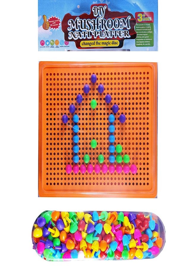 MKY® DIY Mushroom Nails Building Blocks Toy Puzzle with Board for Kids - Image 1