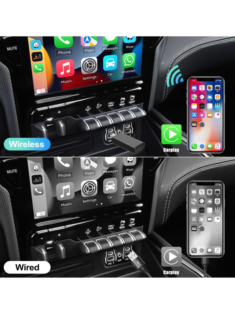 Zikra Wireless CarPlay Adapter - High-Speed 5GHz, Easy Plug and Play Setup, Includes USB-C and USB-A Cables - Upgrade Your CarPlay Experience with Simple Installation, Black - Image 2