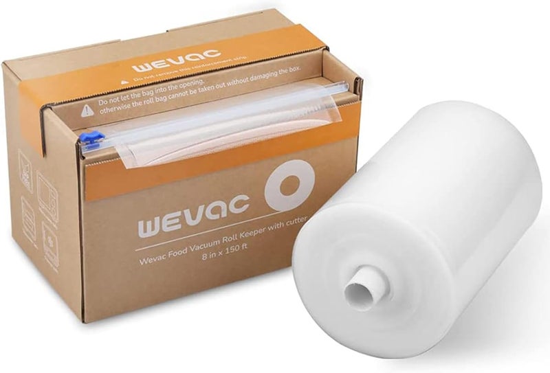 Wevac 8” x 150’ Food Vacuum Seal Roll Keeper with Cutter, Ideal Vacuum Sealer Bags for Food Saver, BPA Free, Commercial Grade, Great for Storage, Meal prep and Sous Vide (8" x 150') - Image 1