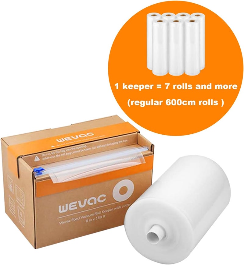 Wevac 8” x 150’ Food Vacuum Seal Roll Keeper with Cutter, Ideal Vacuum Sealer Bags for Food Saver, BPA Free, Commercial Grade, Great for Storage, Meal prep and Sous Vide (8" x 150') - Image 3