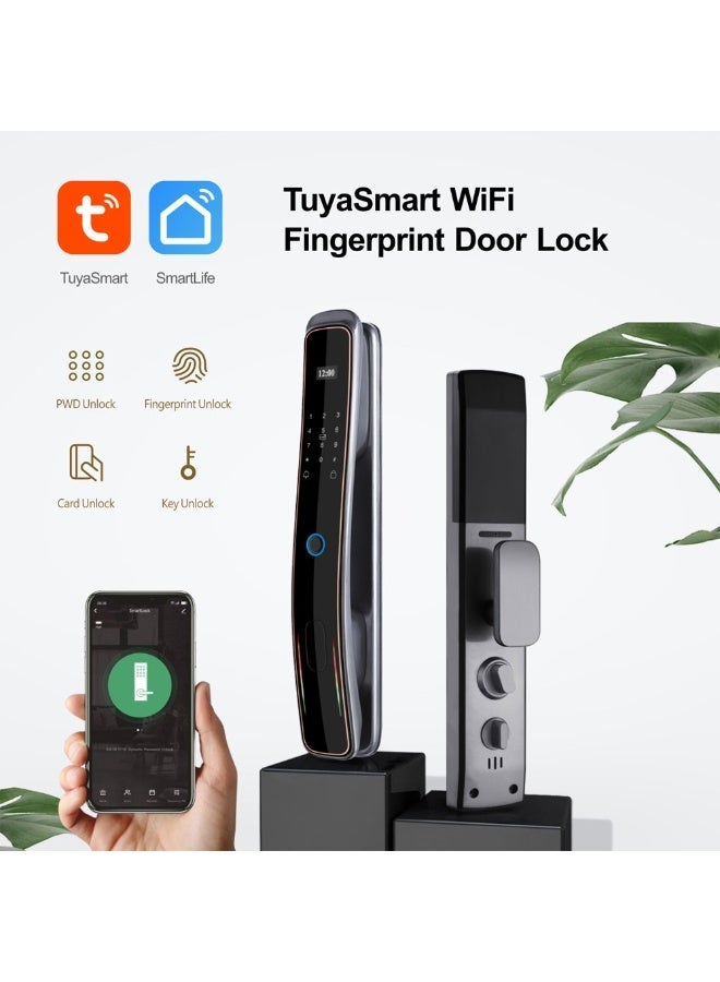 Tuya Smart door lock equipped with a camera and supports fingerprint, password, phone application (Tuya Smart), card and key - Image 5