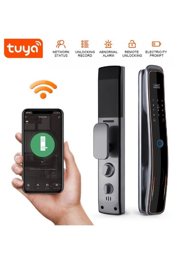 Tuya Smart door lock equipped with a camera and supports fingerprint, password, phone application (Tuya Smart), card and key - Image 2