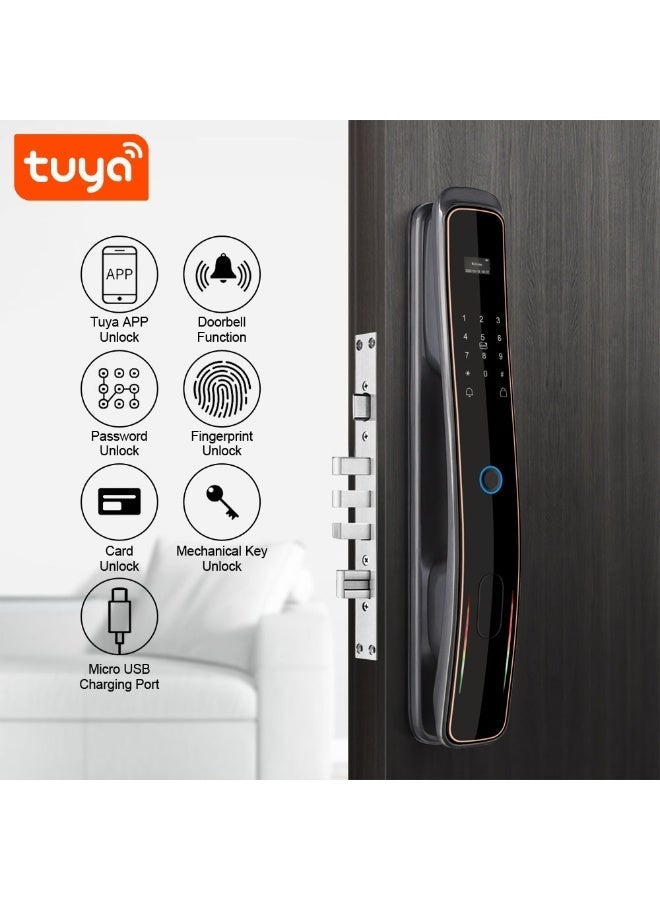 Tuya Smart door lock equipped with a camera and supports fingerprint, password, phone application (Tuya Smart), card and key - Image 4