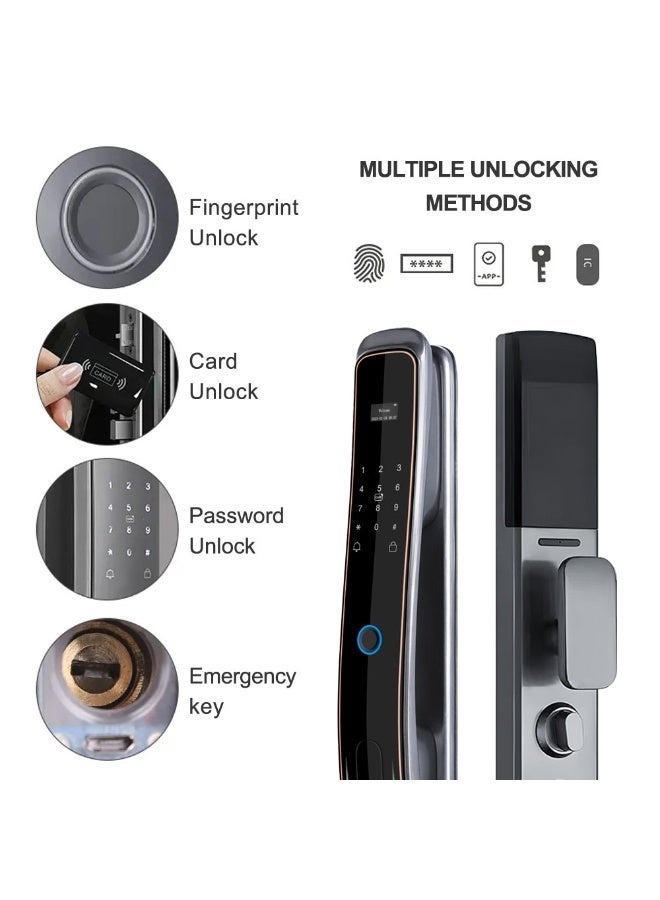 Tuya Smart door lock equipped with a camera and supports fingerprint, password, phone application (Tuya Smart), card and key - Image 3