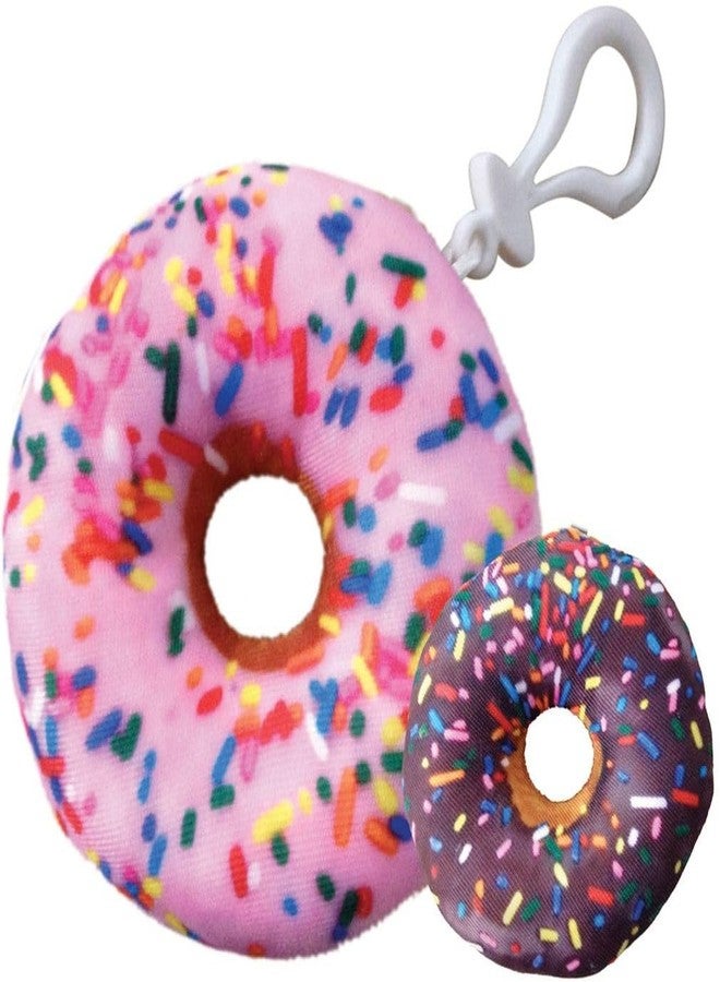 iscream Pink & Chocolate Icing Donut Photoreal Print Microbead Filled Backpack Keyring Clip - One Color on Each Side - Image 1