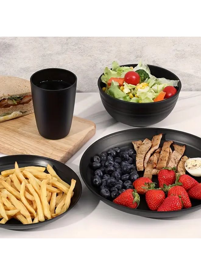 Black 4 Piece Shatterproof Plastic Dinnerware Set For Camping Picnic Party Home - Image 2