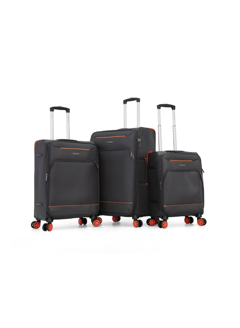 GIORDANO Softside Luggage Spinner Trolley Bag 3 Pieces Set,Grey (S-20",M-24",L-28")  - Image 1