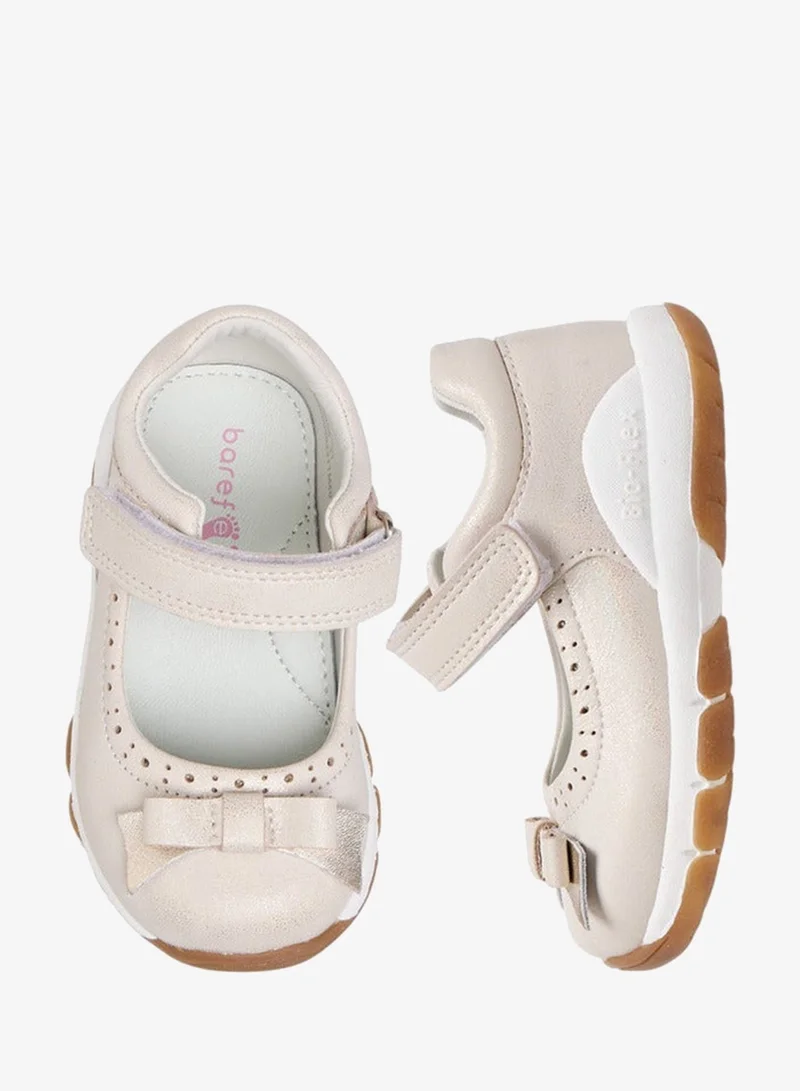 Barefeet Bow Accent Mary Jane Shoes with Hook and Loop Closure