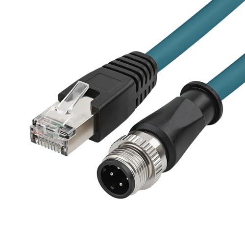 ZBLZGP M12 D-Code 4-Pin Male to RJ45 Industrial Ethernet Cable, 5M (16.4ft), 24AWG CAT5e SFTP Shielded PVC, IP67 Waterproof, for Profinet, EtherCAT, Siemens PLC & Robotics Automation - Image 1