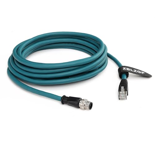 ZBLZGP M12 D-Code 4-Pin Male to RJ45 Industrial Ethernet Cable, 5M (16.4ft), 24AWG CAT5e SFTP Shielded PVC, IP67 Waterproof, for Profinet, EtherCAT, Siemens PLC & Robotics Automation - Image 4