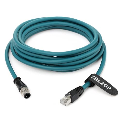 ZBLZGP M12 D-Code 4-Pin Male to RJ45 Industrial Ethernet Cable, 5M (16.4ft), 24AWG CAT5e SFTP Shielded PVC, IP67 Waterproof, for Profinet, EtherCAT, Siemens PLC & Robotics Automation - Image 3