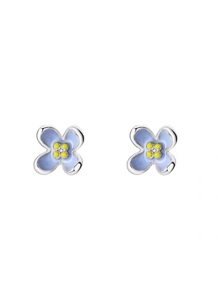 xozgdovg Lilac girl small fragrance wind sweet flower earrings delicate advanced earrings  - Image 1