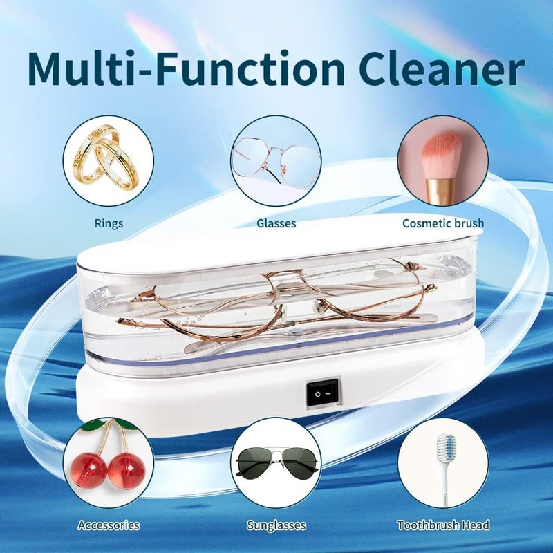Luckam منظف مجوهرات بالموجات فوق الصوتية، 45 كيلو هرتز منظف محمول منزلي لجميع المجوهرات، خواتم، أقراط، قلائد، فضة، حافظات، نظارات، ساعات، عملات، شفرات الحلاقة - Image 4
