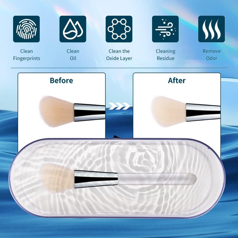 Luckam منظف مجوهرات بالموجات فوق الصوتية، 45 كيلو هرتز منظف محمول منزلي لجميع المجوهرات، خواتم، أقراط، قلائد، فضة، حافظات، نظارات، ساعات، عملات، شفرات الحلاقة - Image 3