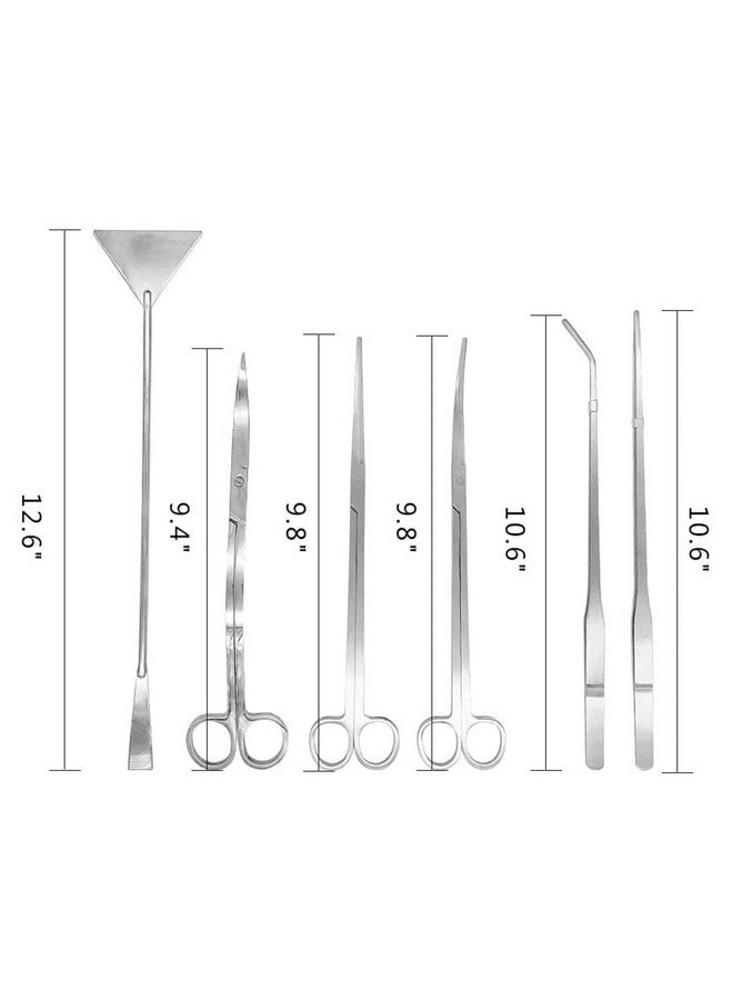 BornFeel Aquascaping Tools 7 in 1 Kit Aquarium Plant Scissors Tools Set Curved & Waved Scissor Tweezers Spatula Stainless Steel Anti Rust Tools for Fish Tank Cleaning Plant Trimming - Image 2