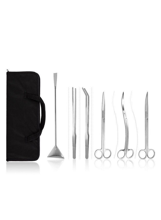 BornFeel Aquascaping Tools 7 in 1 Kit Aquarium Plant Scissors Tools Set Curved & Waved Scissor Tweezers Spatula Stainless Steel Anti Rust Tools for Fish Tank Cleaning Plant Trimming - Image 1