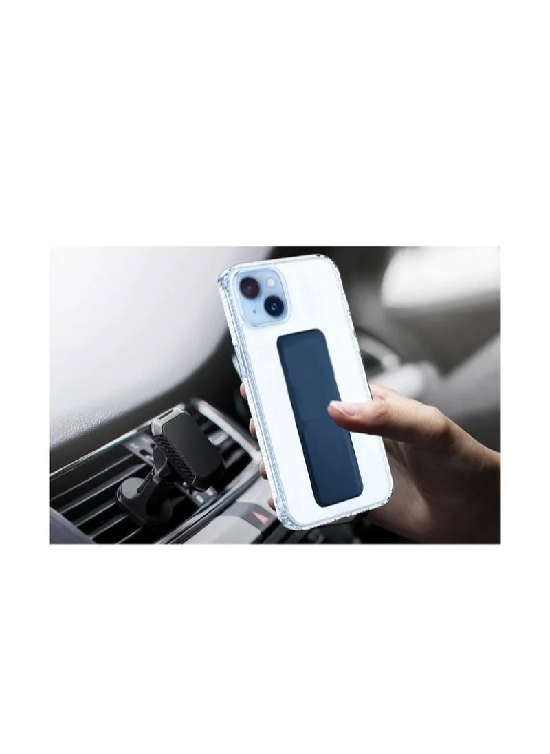 ARMOR - Case Cover For iPhone 15 With Magnetic Hand Grip 3 in 1 Clear / Blue - Image 1