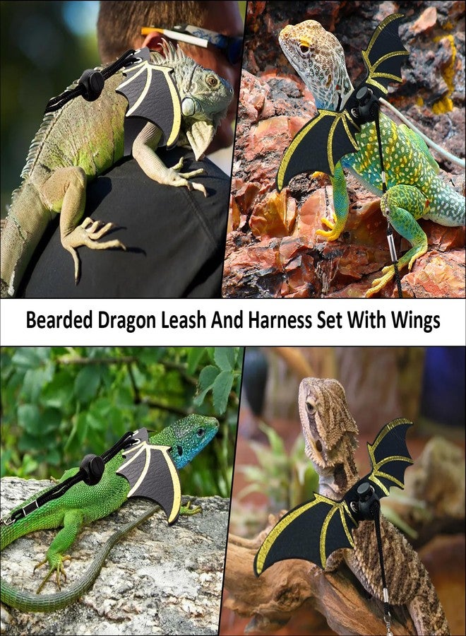Dexspoeny Bearded Dragon Leash and Harness Set, Bearded Dragon Accessories(Include Leopard Print Chest Pack, Lizard Clothing＆Leash, Small Straw Hat), Beardeds Dragon Decor Suit for Outdoor Travel - Image 5