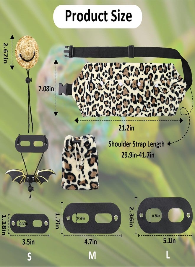 Dexspoeny Bearded Dragon Leash and Harness Set, Bearded Dragon Accessories(Include Leopard Print Chest Pack, Lizard Clothing＆Leash, Small Straw Hat), Beardeds Dragon Decor Suit for Outdoor Travel - Image 2