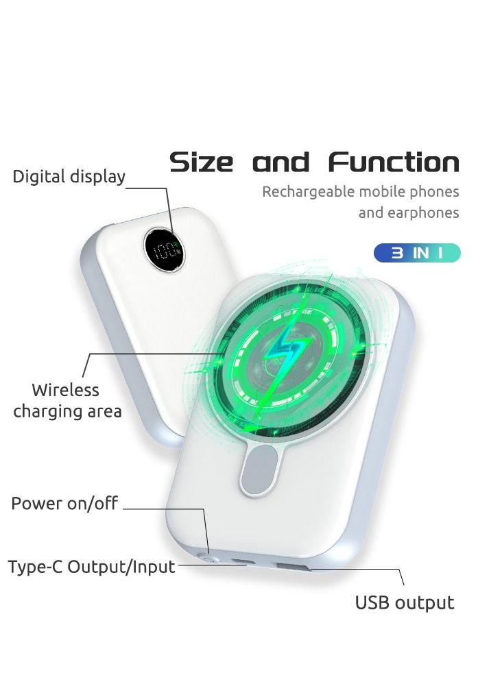 GULFLINK Fast Magnetic Portable Power Bank with Typec Cable 10000mah Black - Image 3