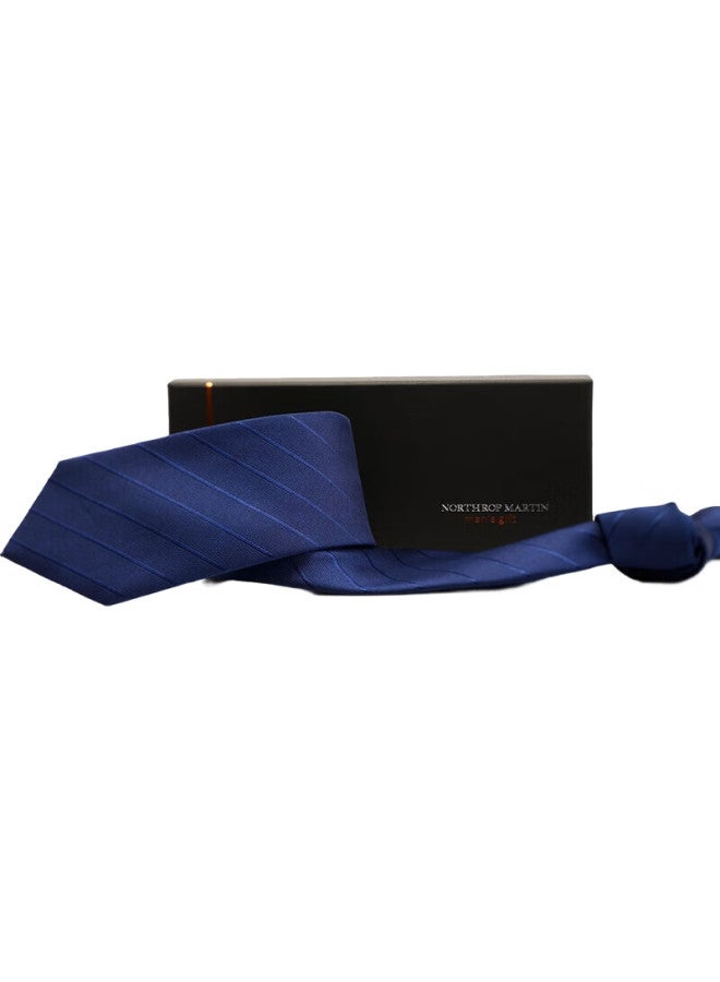 NORTHROP MARTIN Nose Martin Silk Tie For Men, High-End Business Hand-Tied Blue Striped Formal Wear, Groom Wedding Birthday Gift - Image 3