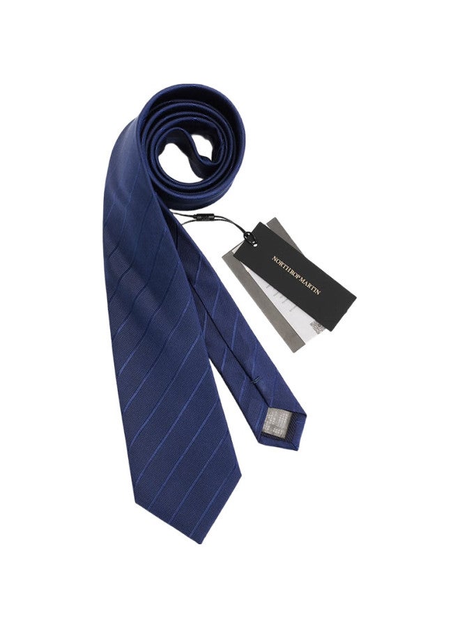 NORTHROP MARTIN Nose Martin Silk Tie For Men, High-End Business Hand-Tied Blue Striped Formal Wear, Groom Wedding Birthday Gift - Image 2