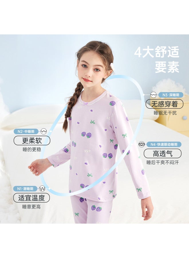 ASK JUNIOR Girls' Autumn Pajama Set Long Sleeve Homewear Children's Thermal Underwear - Image 3