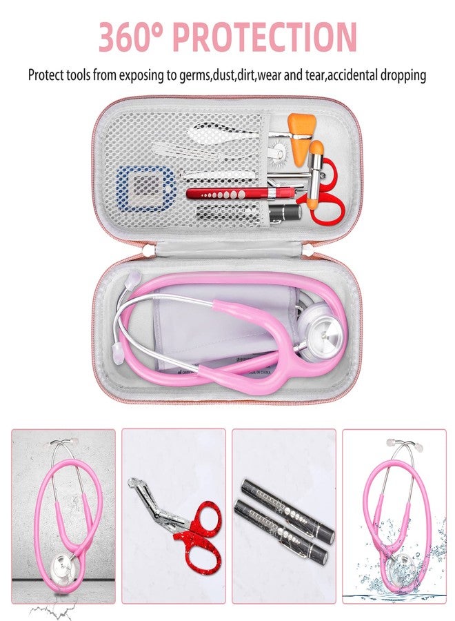 HESPLUS Stethoscope Case for 3M Littmann Classic III, Lightweight II S.E, Cardiology IV Diagnostic, MDF Acoustica Deluxe Stethoscopes, Extra Room for LED Penlight Scissors and Nurse Accessories, Pink - Image 5