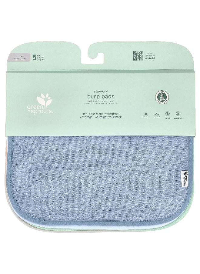 green sprouts Green Sprouts, Stay Dry Burp Pads, Multicolor, 5 Pads  - Image 1