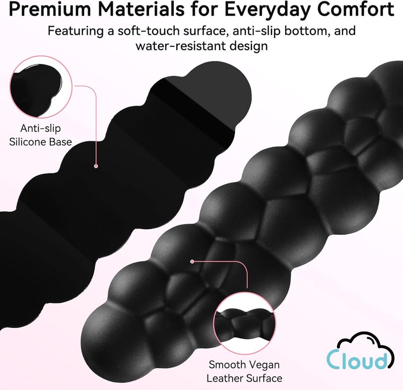 Sushret Cloud Wrist Rest for Computer Keyboard, 4-in-1 Memory Foam Leather Cloud Keyboard Wrist Rest and Mouse Pad Set with Ergonomic Support for Arm and Palm Cushion, Gaming/Work Setup, Black - Image 5