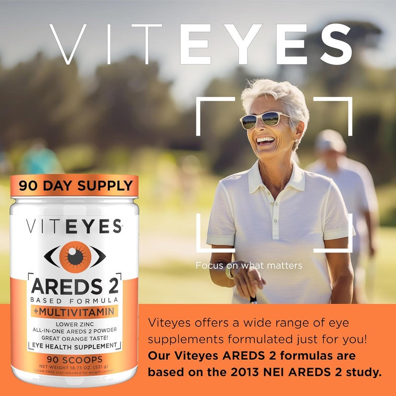 Viteyes AREDS 2 Powder  Multivitamin AllinOne Macular Protection Alternative to AREDS 2 chewables No Pills Lutein  Zeaxanthin AREDS 2 Eye Vitamins Drink Natural Orange Flavor 90 Scoops - Image 2