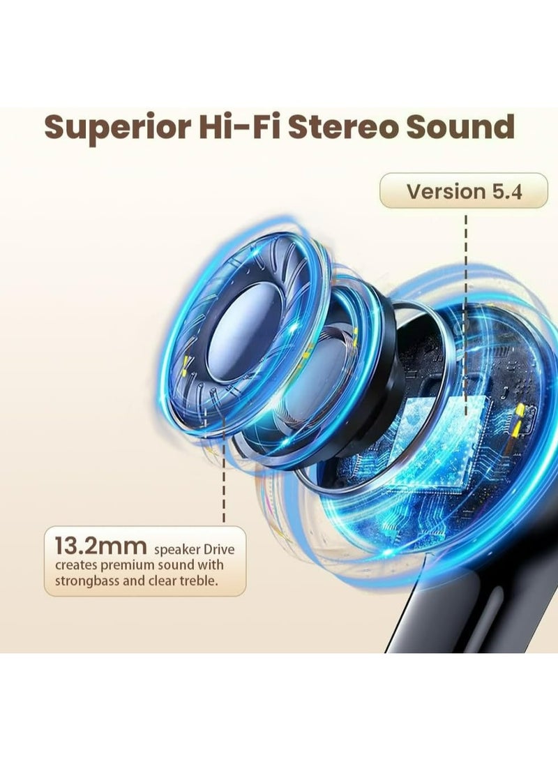 Wireless Earbuds, Bluetooth 5.4 Headphones Ear Buds With Bass Stereo Sound Noise Reduction Earphones, 120H Playtime,IPX7 Waterproof USB-C , Touch Control LED Display Headset For Work Sport  - Image 3