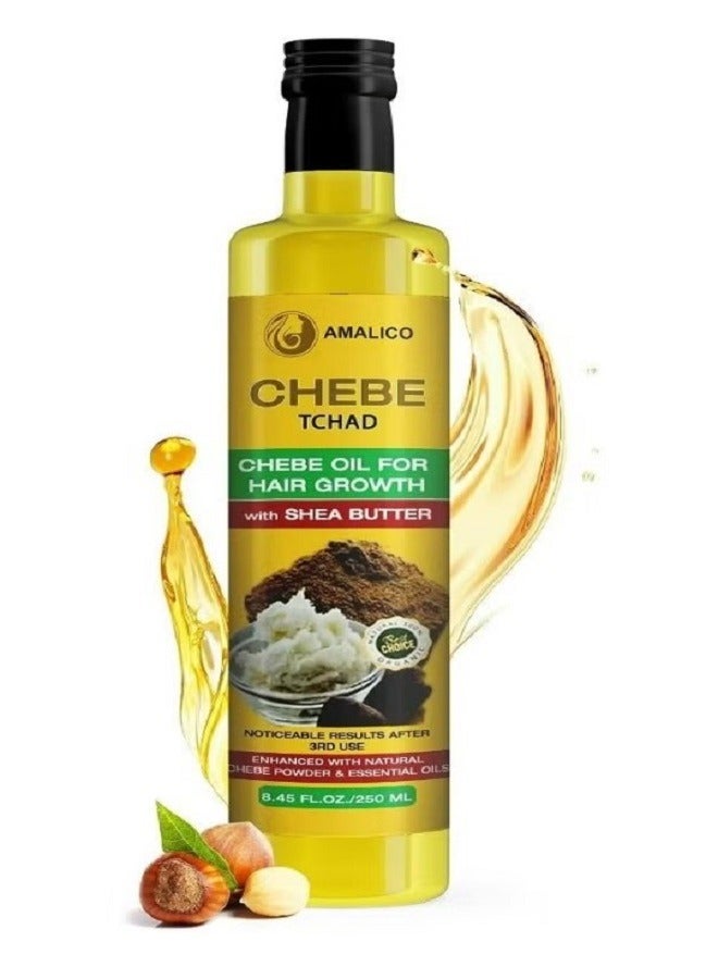 AMALICO Chebe Oil for Hair Growth with SHEA BUTTER - Ready-to-Use Authentic African Chebe Powder for Hair Growth, Shea Butter, Palm Oil, Almond Oil, Olive Oil, Ostrich Oil 500 ML - Image 3