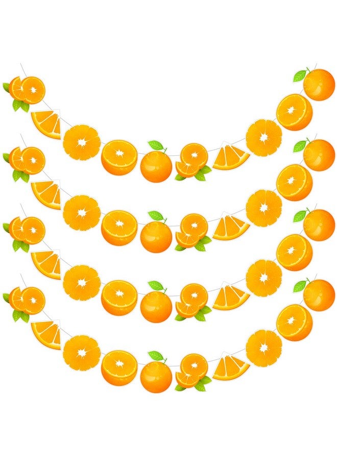 Henoyso 4 Pcs Orange Party Decorations Orange Birthday Banner Citrus Slice Garland Citrus Party Decor Photo Backdrop Fruit Themed Baby Shower Decorations - Image 1